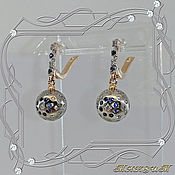 Украшения handmade. Livemaster - original item Diamond BALL earrings gold 585, diamonds, sapphires. VIDEO. Handmade.