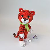 Куклы и игрушки handmade. Livemaster - original item Tiger Plush knitted tiger toy made of velour yarn as a gift. Handmade.