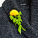 Yellow Dandelion Flower Brooch made of mink fur and leather. Brooches. flowersstyle (flowersstyle). My Livemaster. Фото №4