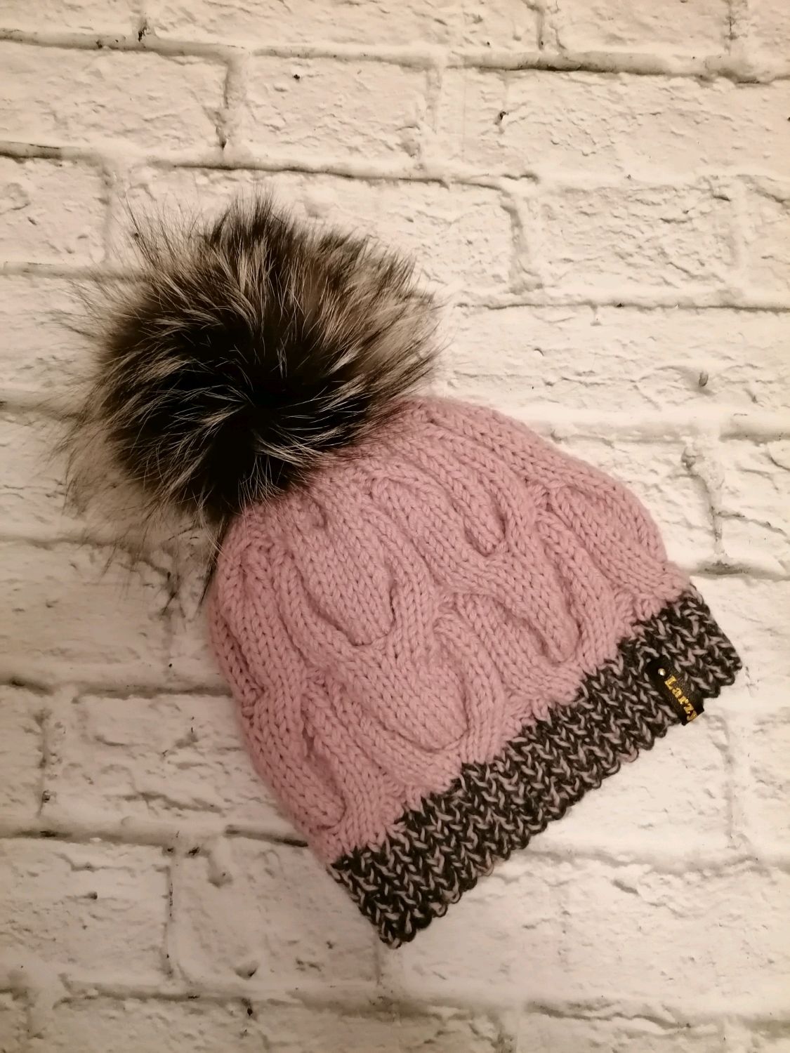 Шапка вязаная женская шапка зимняя шерстяная шапка с косами зима 2023 в ...