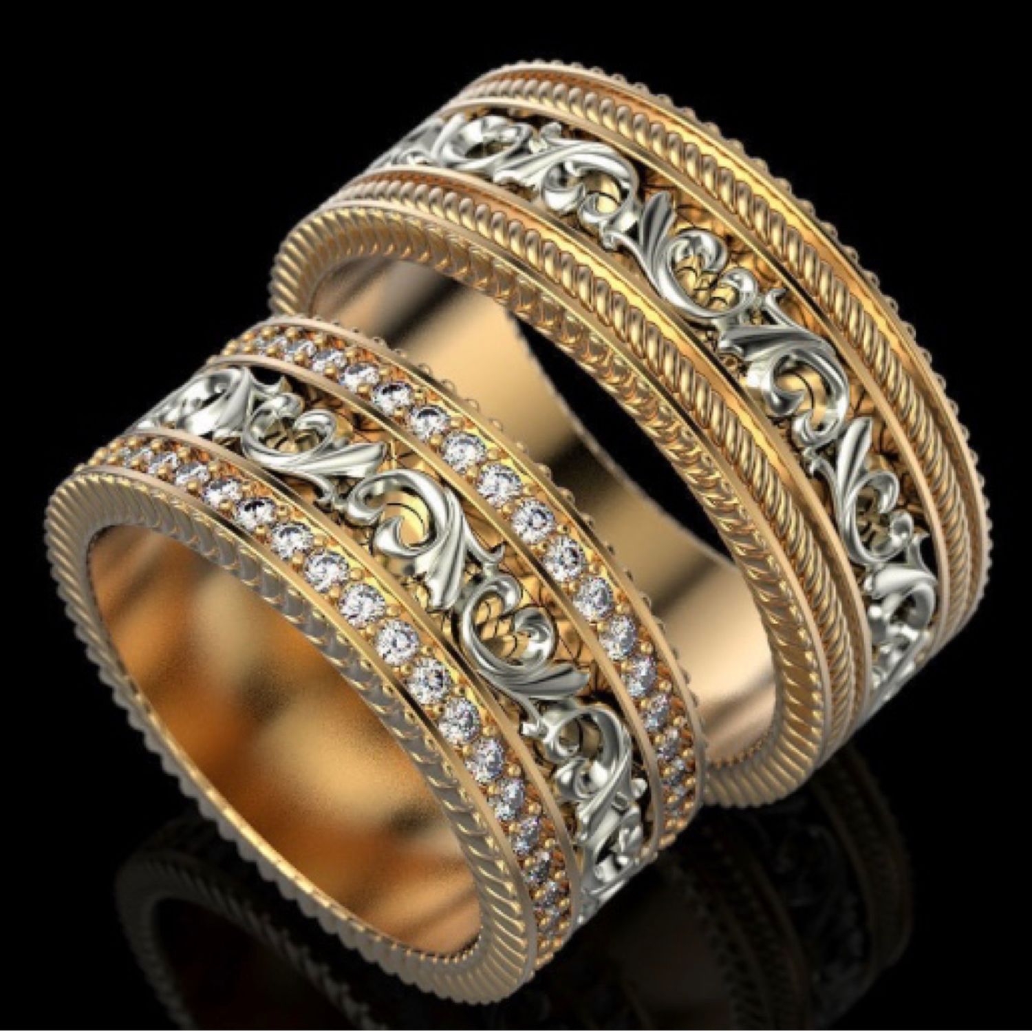 Золотые шикарные кольца