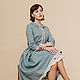 Платье льняное с подъюбником, голубое, Платья, Новосибирск,  Фото №1