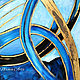 Картина интерьерная 80x80 абстракция картина синий голубой золото. Картины. NiravaArts. Ярмарка Мастеров.  Фото №4