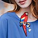 Embroidered brooch 'Red Cockatoo' for spring, Brooches, Moscow,  Фото №1