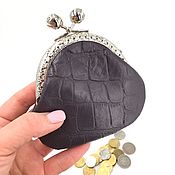 Сумки и аксессуары handmade. Livemaster - original item In stock! Coin purse leather purple on the clasp. Handmade.