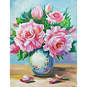 Картины и панно handmade. Livemaster - original item Painting of peonies in a vase 