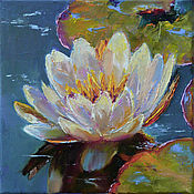 Картины и панно handmade. Livemaster - original item Painting water lily, white flower, order a picture. Handmade.