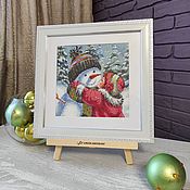 Картины и панно handmade. Livemaster - original item Picture cross stitch Snowman New year Winter cross Stitch. Handmade.