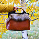 Bag valise lisichkina autumn leather with Fox fur with a wooden lock. Valise. flowersstyle (flowersstyle). My Livemaster. Фото №6