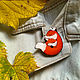 Order Brooch ' Red Fox with a Fox cub, orange, red'. greenfox-23. Livemaster. . Brooches Фото №3