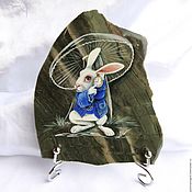 Сувениры и подарки handmade. Livemaster - original item Rabbit Alice in Wonderland Panels made of natural stone Painting. Handmade.