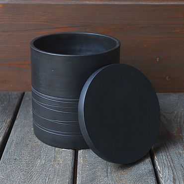 Посуда ручной работы. Ярмарка Мастеров - ручная работа Банка чернолощёная. Handmade.
