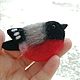 Брошь "Снегирь" из шерсти. Брошь-булавка. Валяние с любовью (lovely-felting). Ярмарка Мастеров.  Фото №5