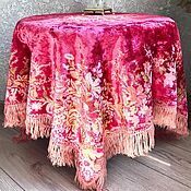 Винтаж: Дорожка на стол с филейной вышивкой на сетке
