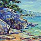 Oil painting of the sea, `the Sea, Croatia`, painting the sea, painting the sea shore and the boat, order oil painting on canvas, the Fair Masters, painting in the interior, the sea shore painting
