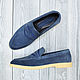 Order Men's loafers made of genuine suede, in blue. SHOES&BAGS. Livemaster. . Loafers Фото №3