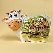 Сувениры и подарки handmade. Livemaster - original item Cow Burenka Spring piggy bank. Symbol of 2021. Handmade.