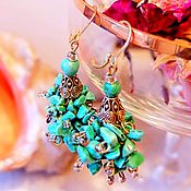 Украшения handmade. Livemaster - original item Earrings with turquoise " Rhodes". Handmade.
