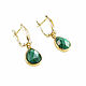 Malachite earrings, malachite earrings, green stone earrings, Earrings, Moscow,  Фото №1
