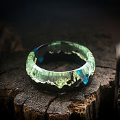 Emerald Wood and Epoxy Resin Ring