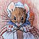 Вышивка гладью, картина "Мышка вяжет ..", Картины, Новороссийск,  Фото №1