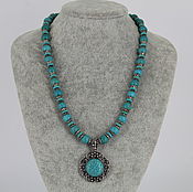 Украшения handmade. Livemaster - original item Necklace with pendant made of natural stones howlite 