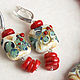 'Coral Christmas': necklace and earrings. Jewelry Sets. BeautyGlassByKate(Lampwork) (beauty-glass). My Livemaster. Фото №4