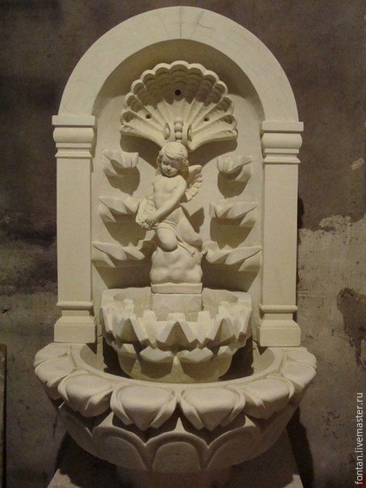 Французский угловой настенный фонтан из известняка / Limestone Corner Wall Fountain, Phoenix / США