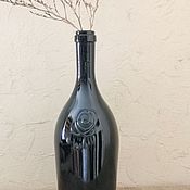Бутылка с цветами стеклянная от шампанского
