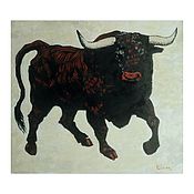 Картины и панно handmade. Livemaster - original item Pictures: Bull. hardboard. Oil.. Handmade.