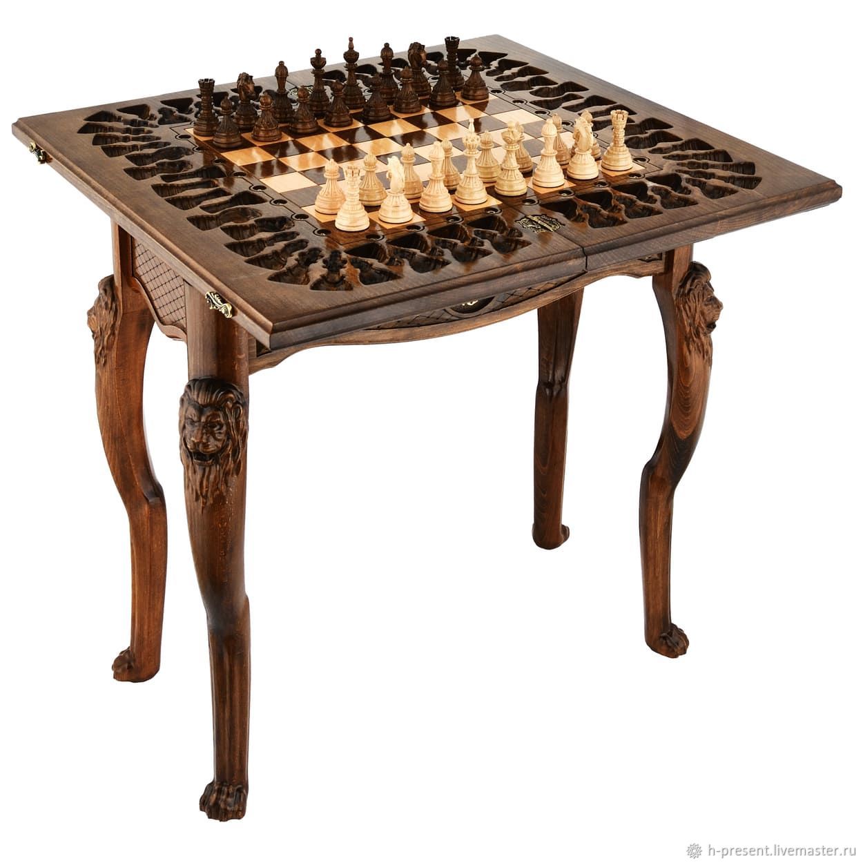Стол ломберный Шахматы резные "Львиное царство" 60 в интернет-магазине ...