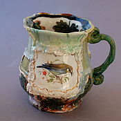 Посуда handmade. Livemaster - original item A large mug with a bird. Handmade.
