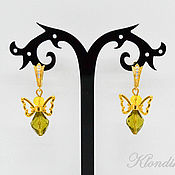 Guardian angel classic earrings with faceted crystal