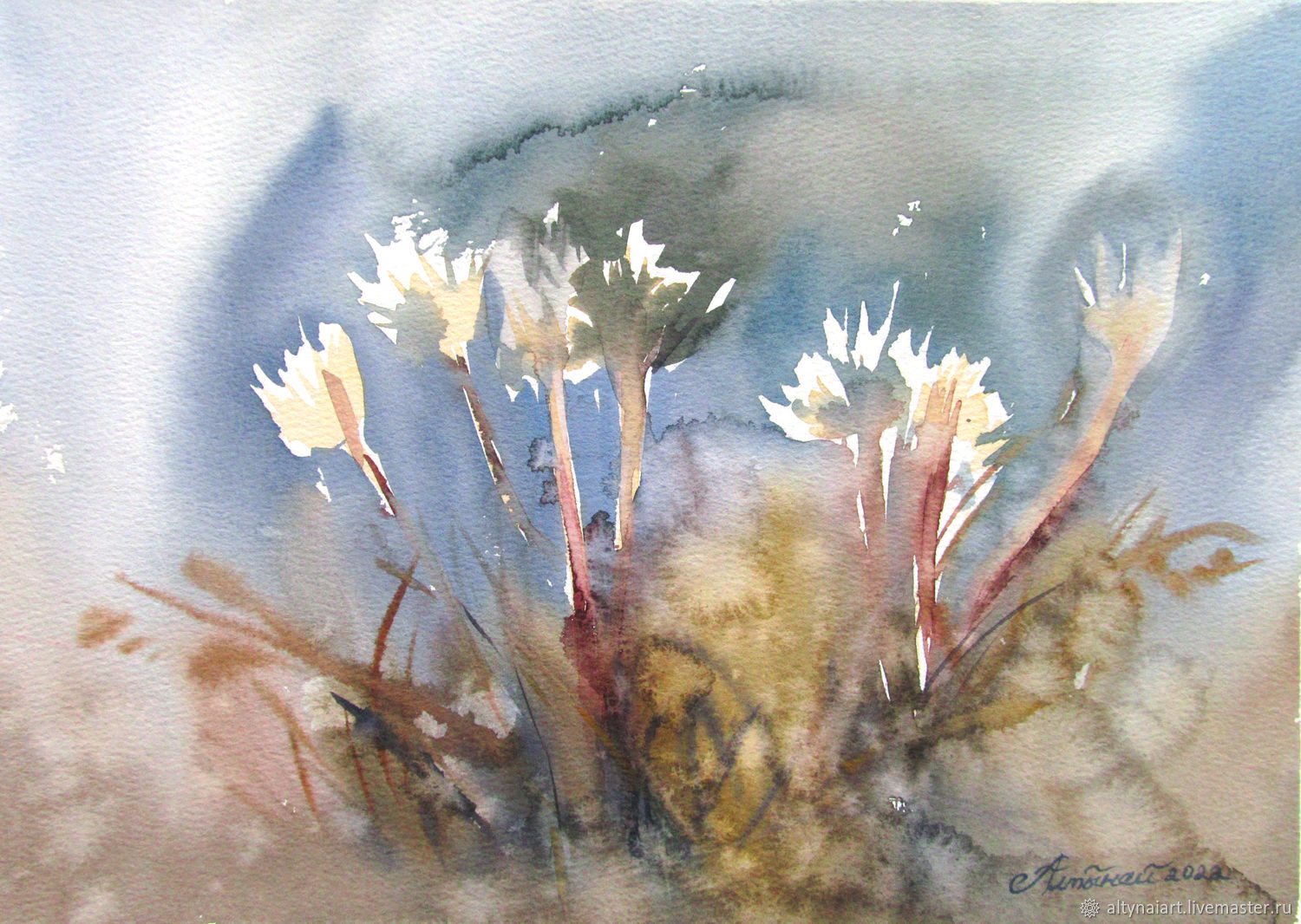 Осенние сухоцветы. Картина акварелью Пленэрная живопись – заказать на ...