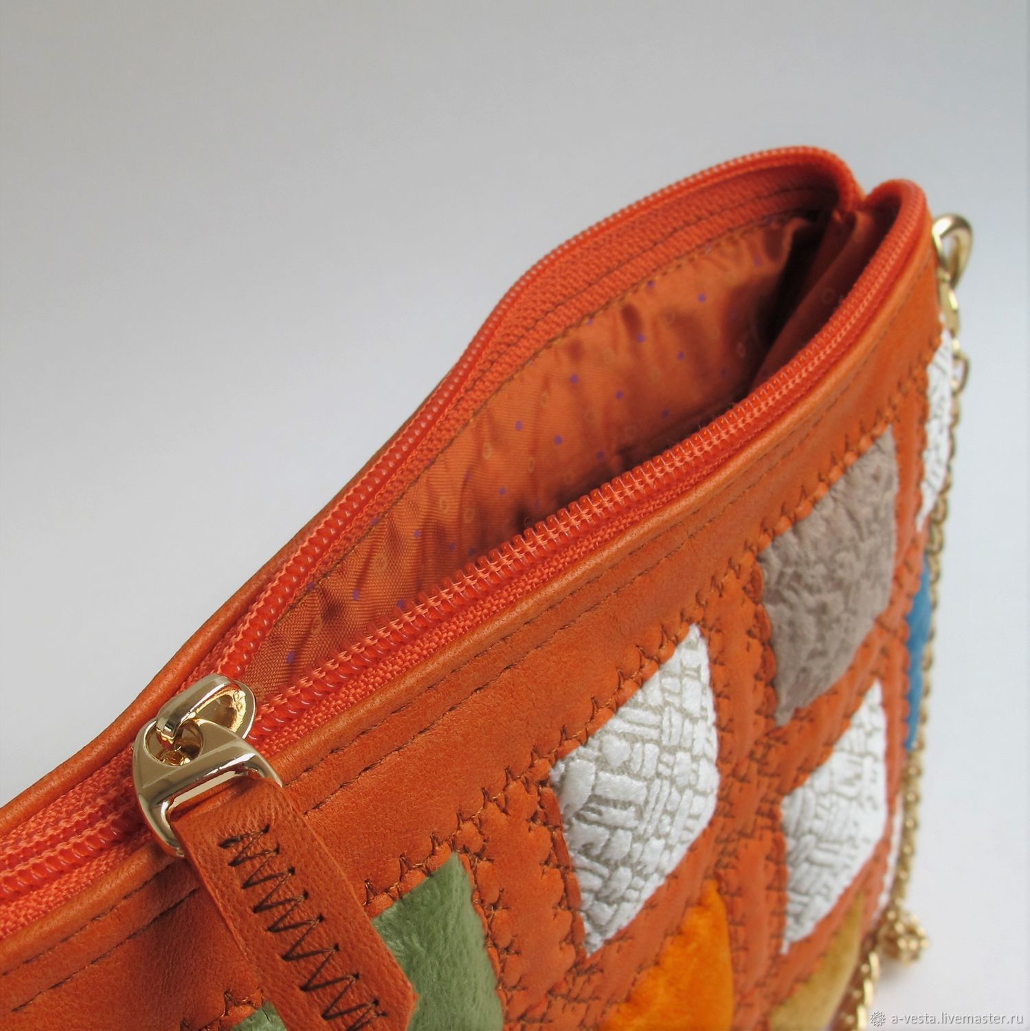 Сумочка Gerda оранж, сумка женская летняя яркая, пэчворк, бохо, 310 в ...