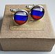 Cufflinks silver plated Russian flag, Cuff Links, Moscow,  Фото №1