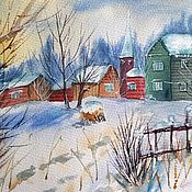 Картины и панно handmade. Livemaster - original item Winter landscape watercolor 
