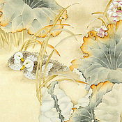 акварельная картинаРанняя весна(китайская живопись птицы вода голубой