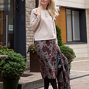 Одежда handmade. Livemaster - original item Straight narrowed skirt made of Italian tweed Velvet rose. Handmade.