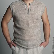 Мужская одежда handmade. Livemaster - original item Men`s jumper sleeveless 100% flax yarn knitted on the machine. Handmade.