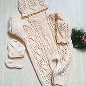 Knitted suit: blouse pants for girls 2/6 months