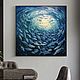 Синяя картина маслом Картина рыба Оригинальные картины для интерьера, Картины, Москва,  Фото №1