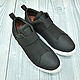 Men's sneakers made of genuine calfskin, in black, Training shoes, St. Petersburg,  Фото №1