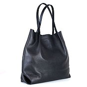 Сумки и аксессуары handmade. Livemaster - original item Tote Bag Leather Shoulder Bag Black Shopper Medium Bag String Bag. Handmade.