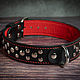 BDSM leather collar with rivets BLACK-n-RED, Collar, Saratov,  Фото №1