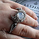 Ring with a white marble stone, moonstone ' Hijo De La Luna'. Ring. Del-moro. My Livemaster. Фото №5