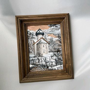 Картины и панно ручной работы. Ярмарка Мастеров - ручная работа Картина "Церковь Симеона", 20x15 | Береста, темпера. Handmade.