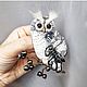 Brooch-pin: Owl on a branch in gray. Brooches. Anastasiya Kozlova. Online shopping on My Livemaster.  Фото №2