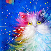 Картины и панно handmade. Livemaster - original item Picture from the wool of the cat-rainbow. Handmade.
