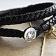 Black leather double wrap braided bracelet, with engraving on silver. Braided bracelet. Bel Sky Working Home. Online shopping on My Livemaster.  Фото №2